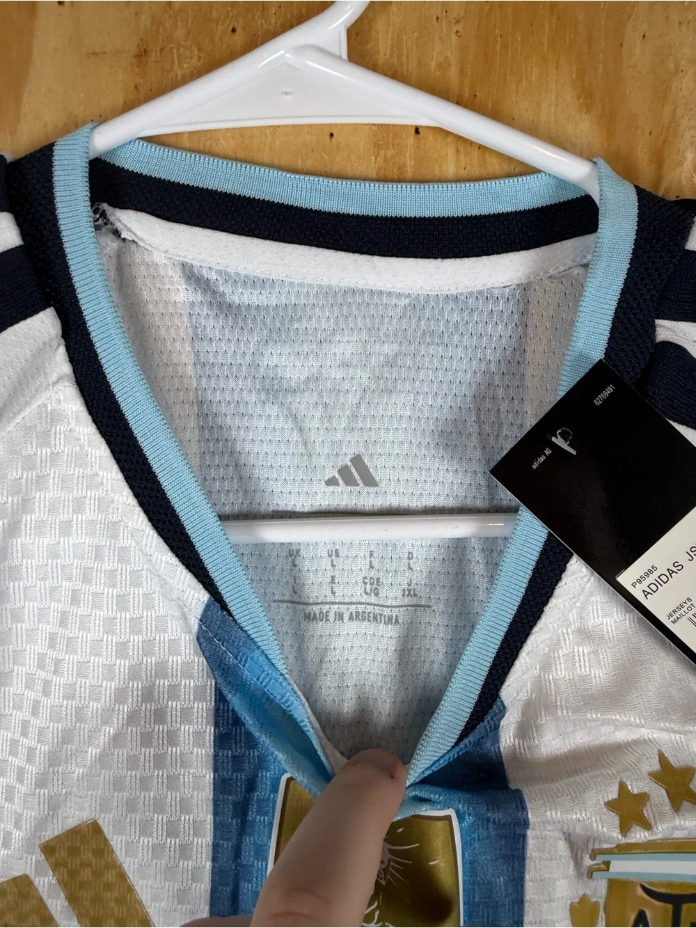 Adidas Argentina Lionel Messi Home Soccer Jersey in White & Blue - #10